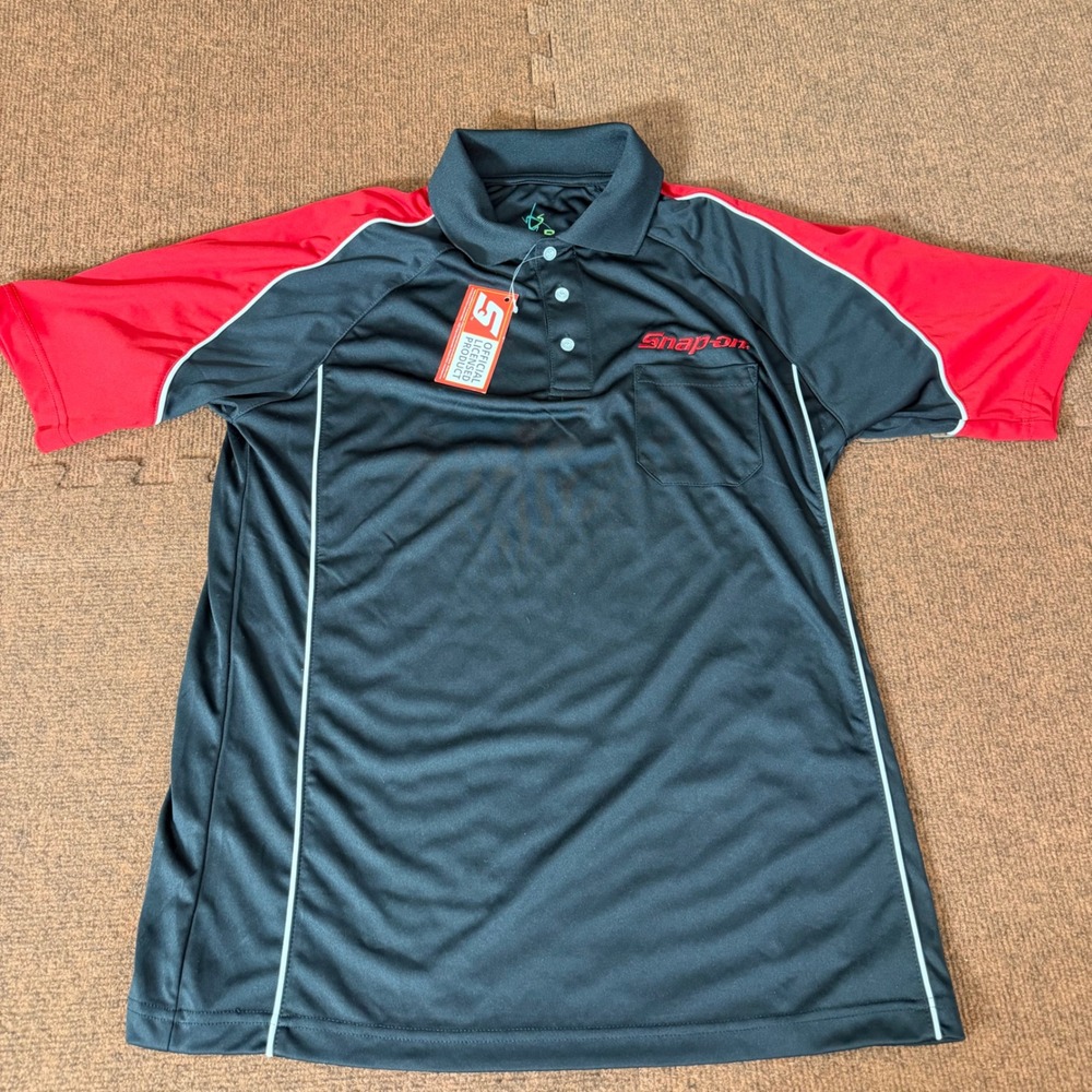 Snap-on Tools Mens‎ Polo Shirt Black Red Performance Short Sleeve Pocket Medium